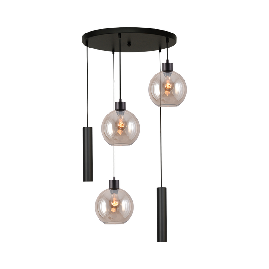 Lazise arany üveg függőlámpa fekete foglalattal