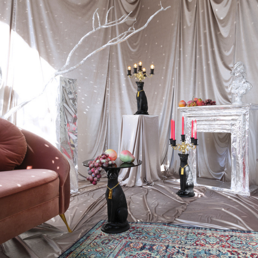 Proudly Crowned Panther üveg lerakóasztal