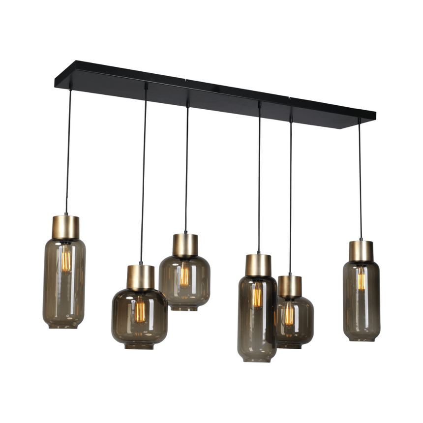 Lett üveg függőlámpa réz foglalattal