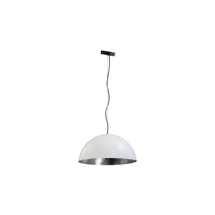 Larino 1-bulb white metal pendant lamp with silver interior
