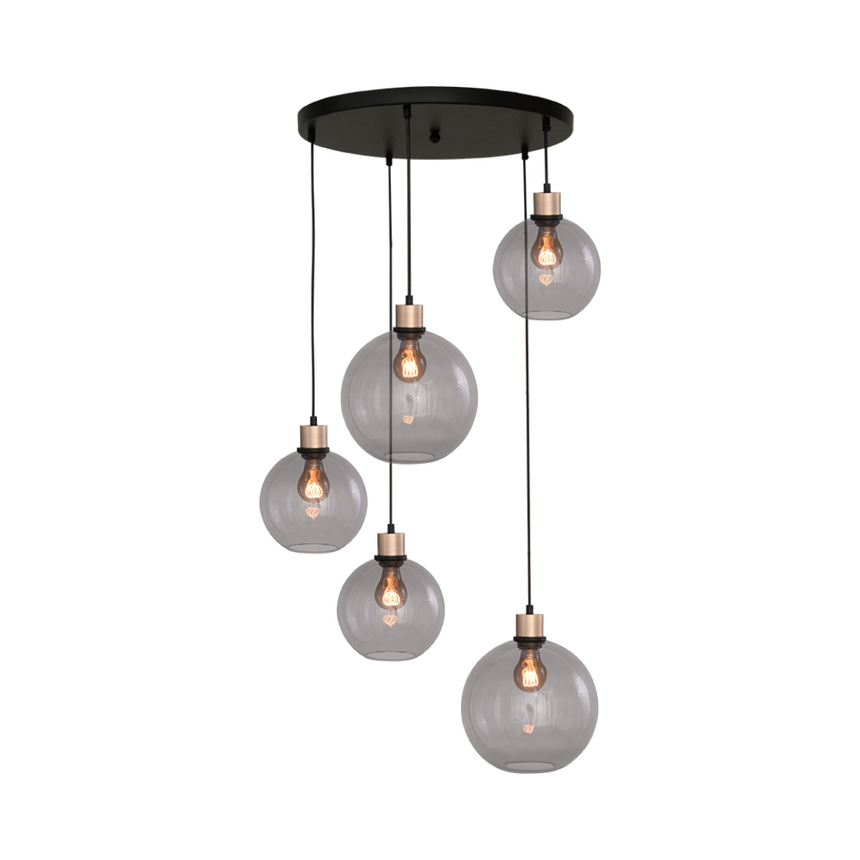 Lazise világosszürke üveg függőlámpa arany foglalattal