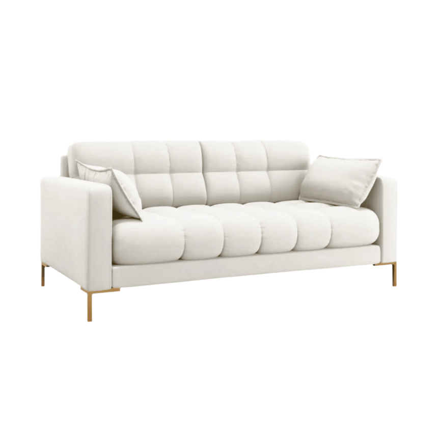 Mamaia 2-seater fabric sofa with gold legs