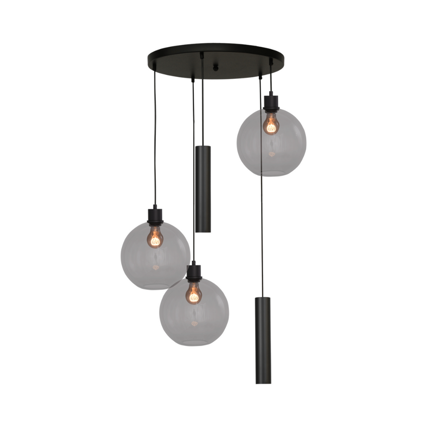 Lazise világosszürke üveg függőlámpa fekete foglalattal