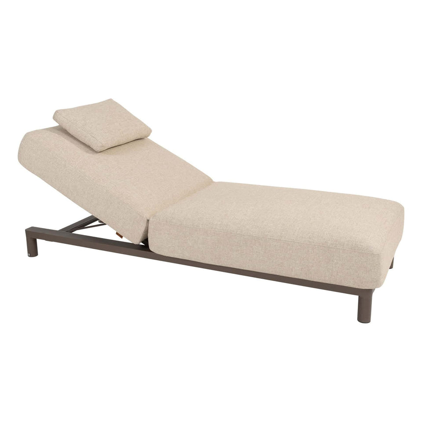 Madeira fabric sun lounger with dark brown legs