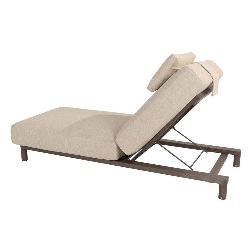 Madeira fabric sun lounger with dark brown legs
