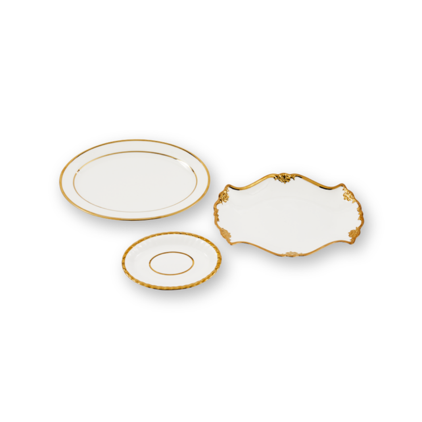 Golden Finds hármas porcelán tányér szett