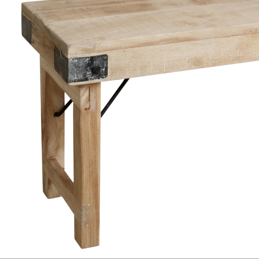 Limewash wood folding bench