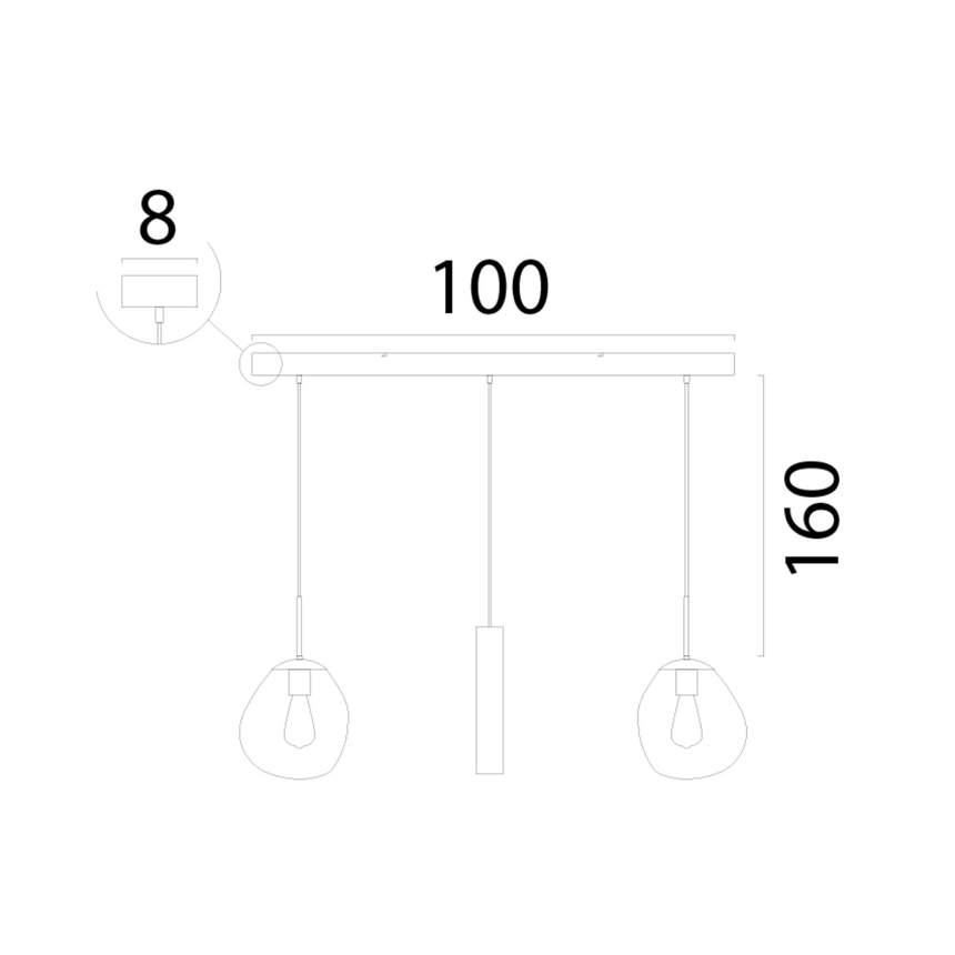 Lava 3 izzós átlátszó üveg függőlámpa