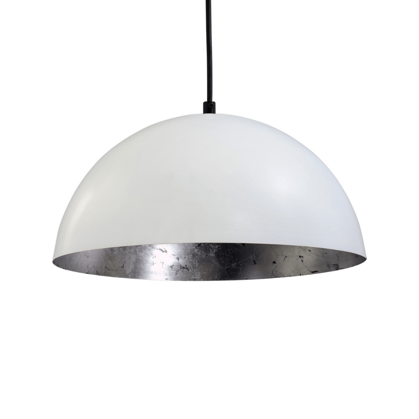 Larino 1-bulb white metal pendant lamp with silver interior