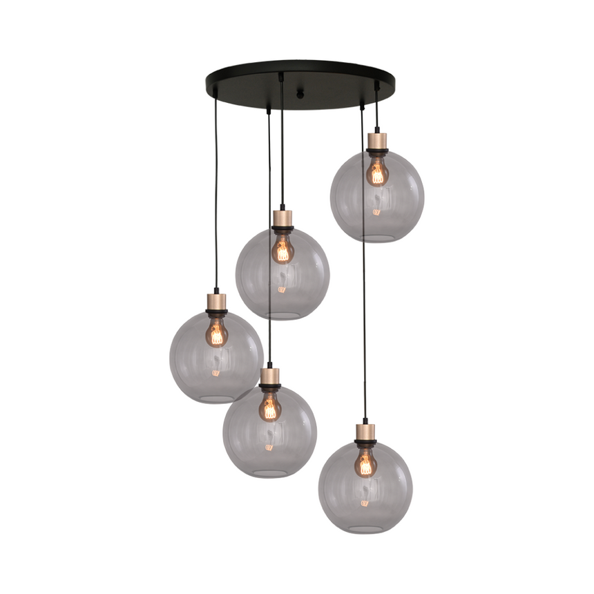 Lazise világosszürke üveg függőlámpa arany foglalattal