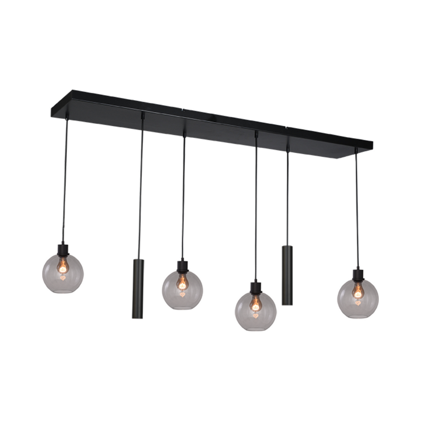 Lazise világosszürke üveg függőlámpa fekete foglalattal