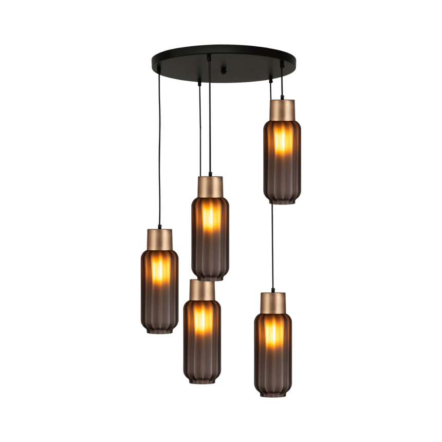 Lett Rib matt üveg függőlámpa réz foglalattal