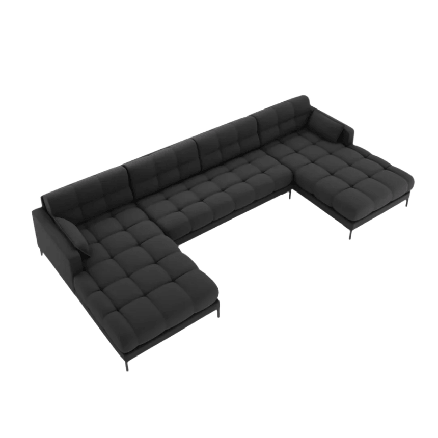 Mamaia U alakú szövet kanapé fekete lábbal 383x185