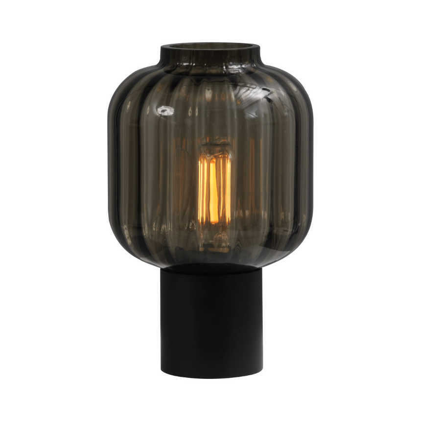 Lett Rib üveg asztali lámpa fekete foglalattal