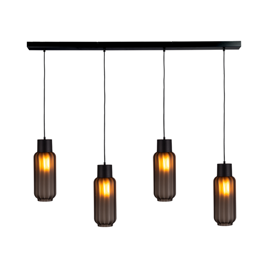 Lett Rib matt üveg függőlámpa fekete foglalattal