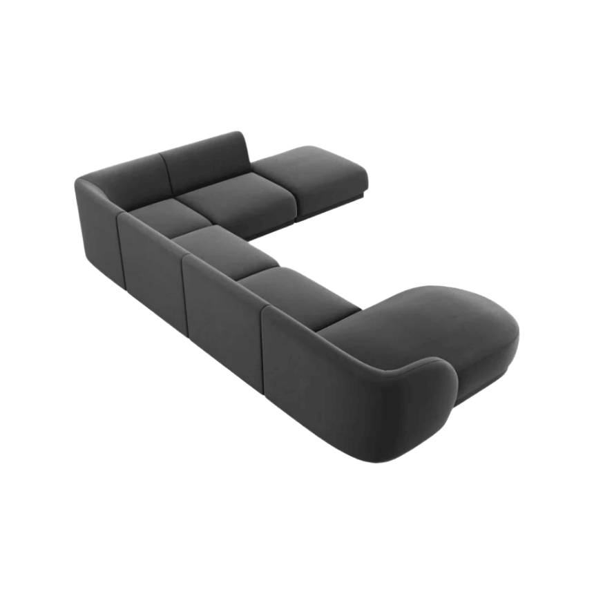 Miley U alakú bársony kanapé jobb sarokelemmel