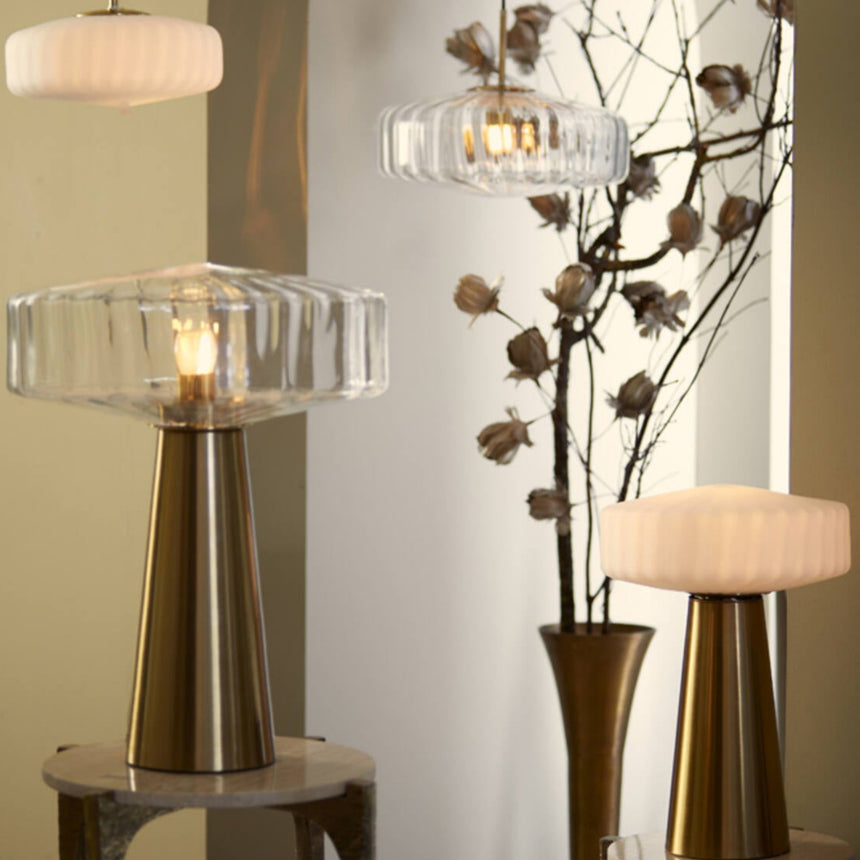 Pleat üveg asztali lámpa Ø40