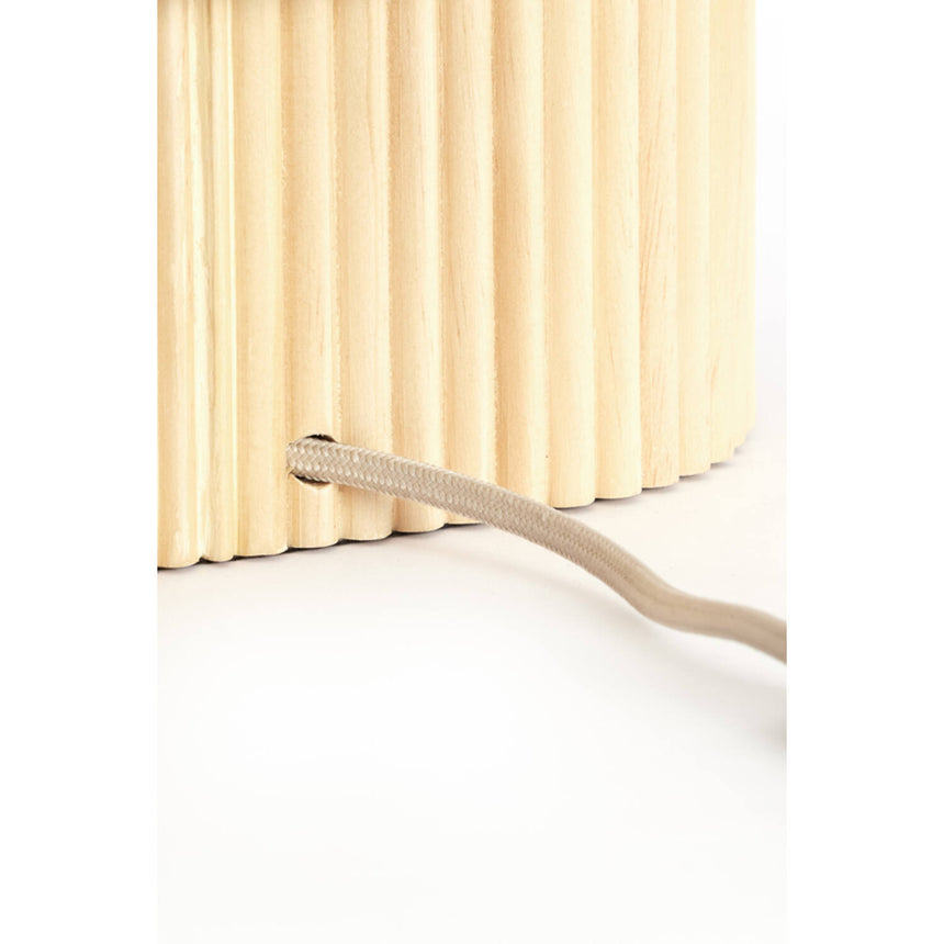 Laslo asztali lámpa – Természetes fa talp és vászon búra