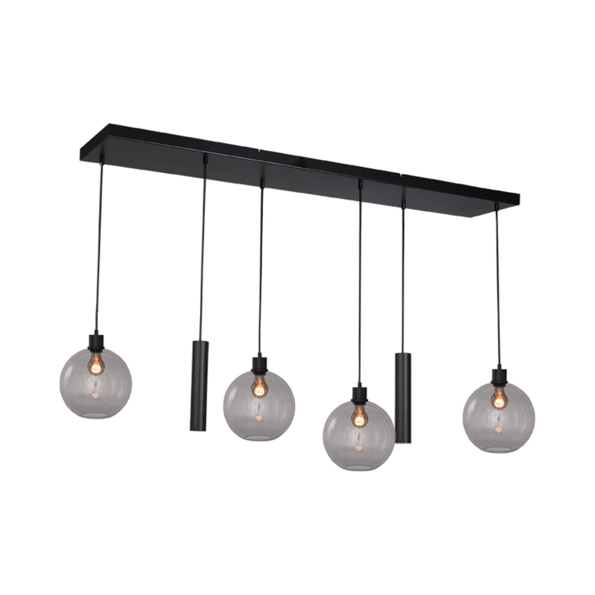 Lazise világosszürke üveg függőlámpa fekete foglalattal