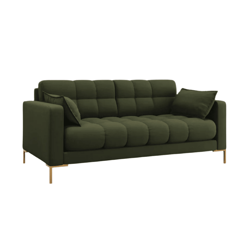 Mamaia 2-seater fabric sofa with gold legs