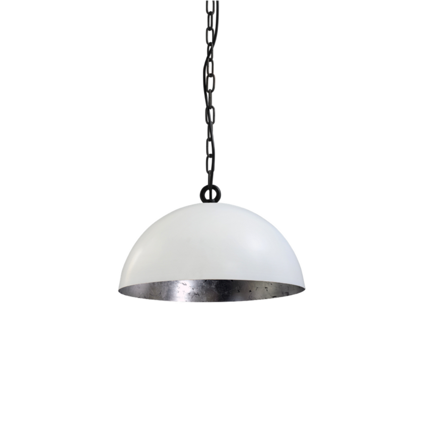 Larino 1-bulb white metal pendant lamp with silver interior