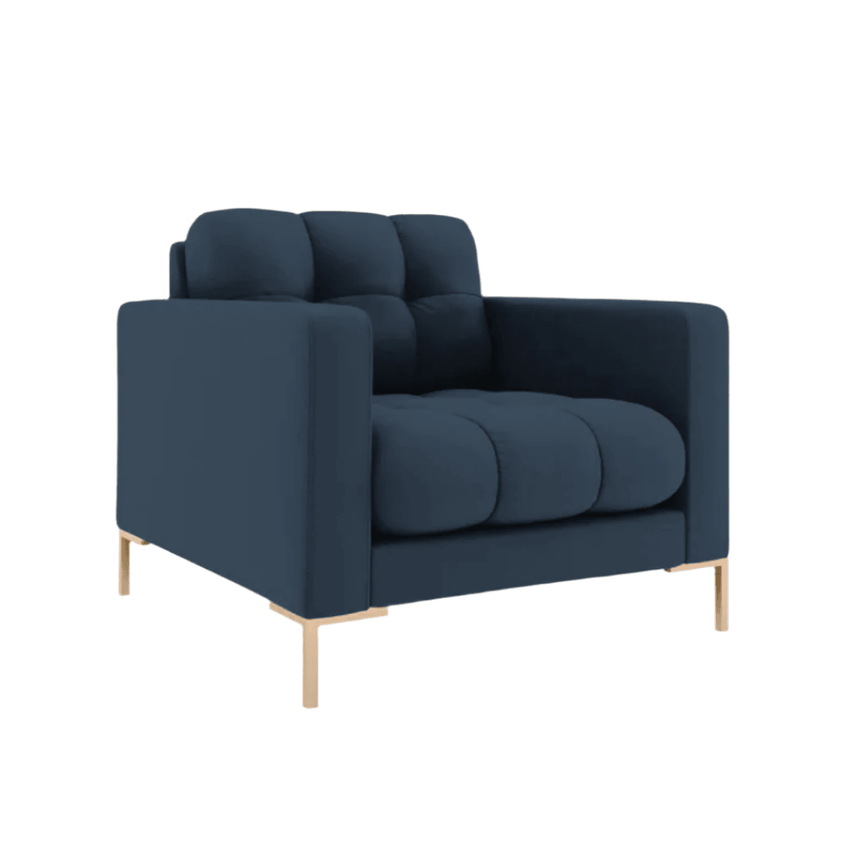 Mamaia fabric armchair with gold legs