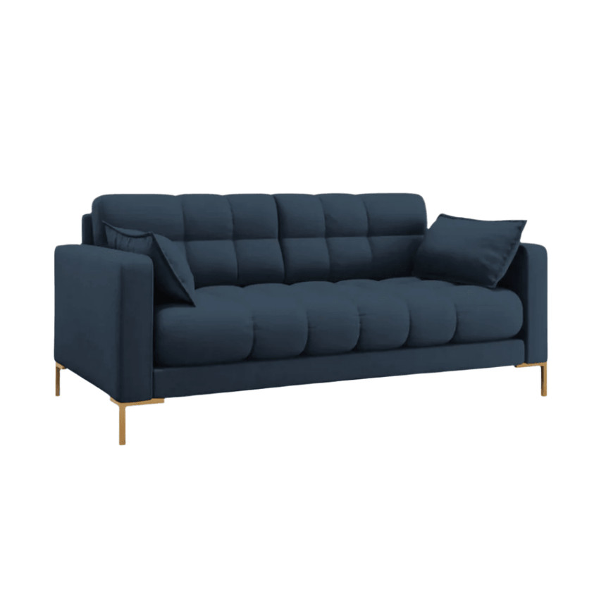 Mamaia 2-seater fabric sofa with gold legs