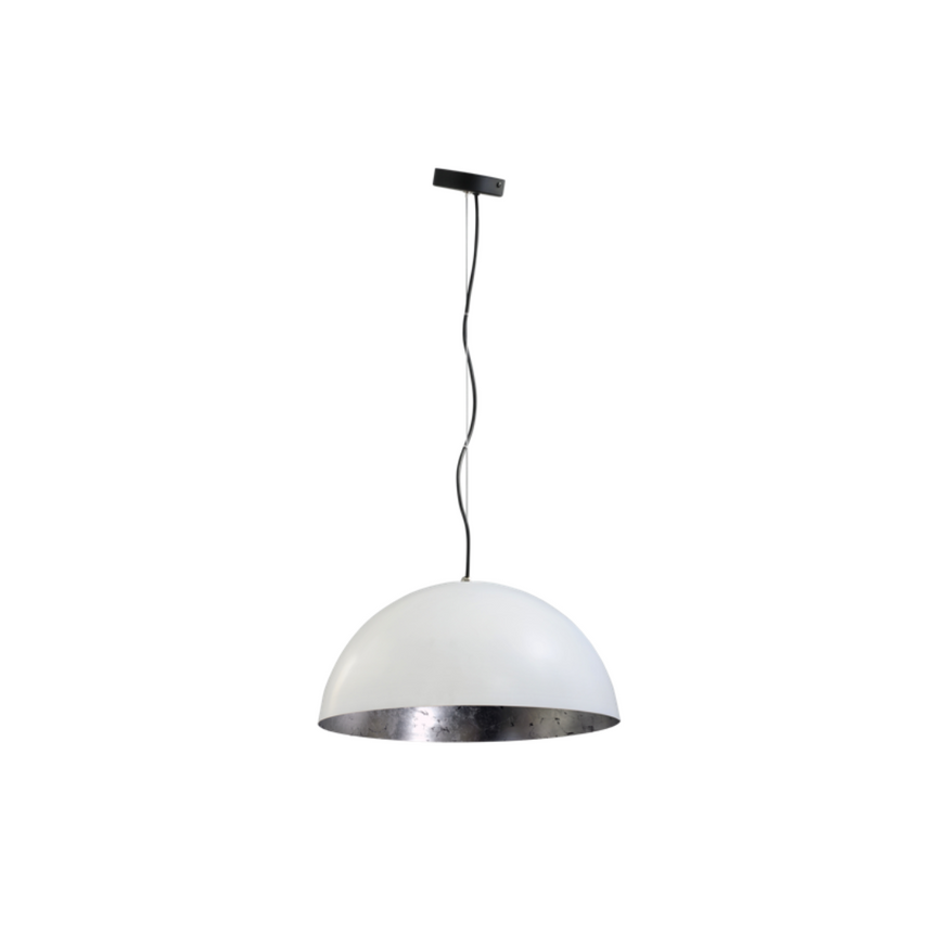 Larino 1-bulb white metal pendant lamp with silver interior
