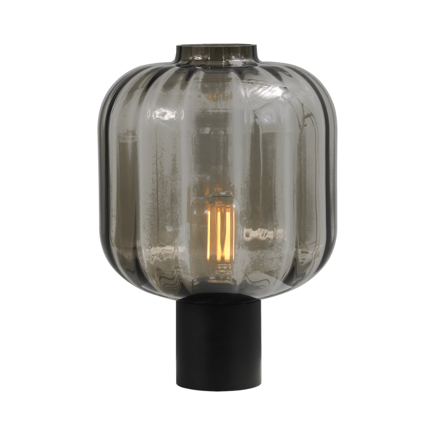 Lett Rib üveg asztali lámpa fekete foglalattal