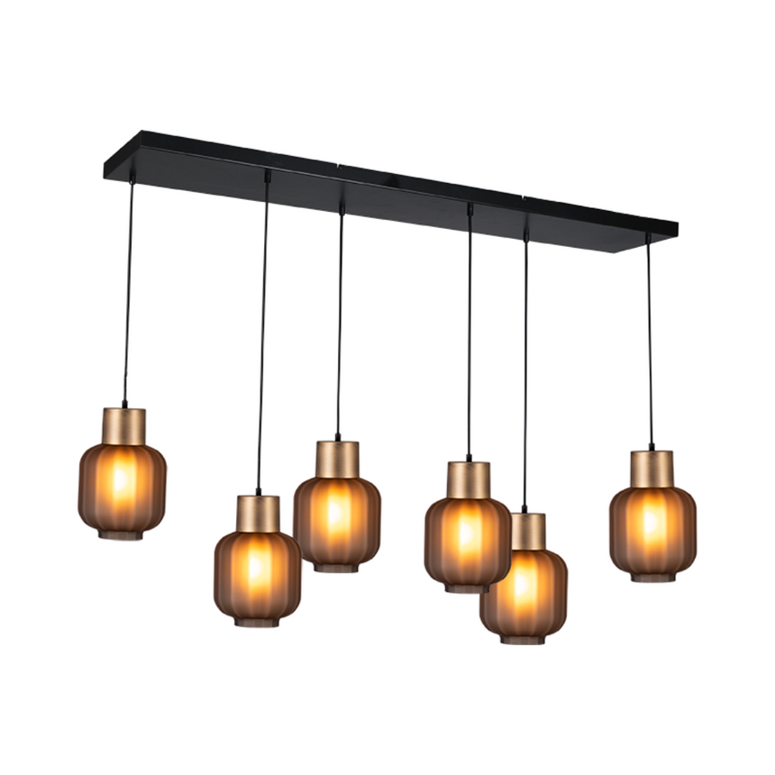 Lett Rib matt üveg függőlámpa réz foglalattal