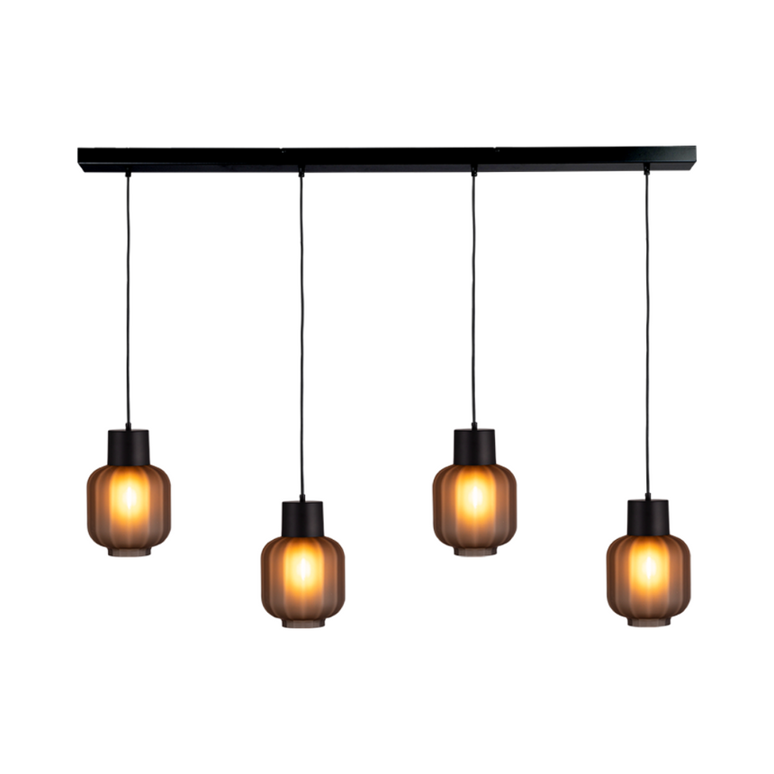 Lett Rib matt üveg függőlámpa fekete foglalattal