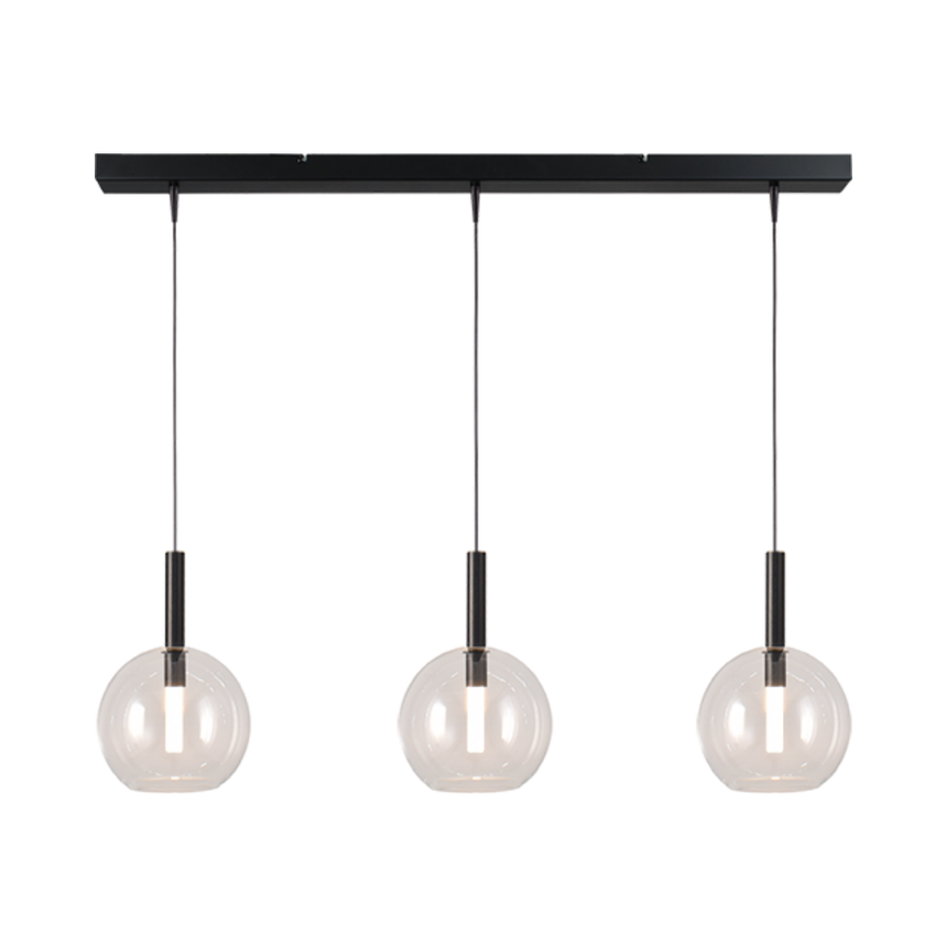 Lido átlátszó üveg függőlámpa fekete foglalattal