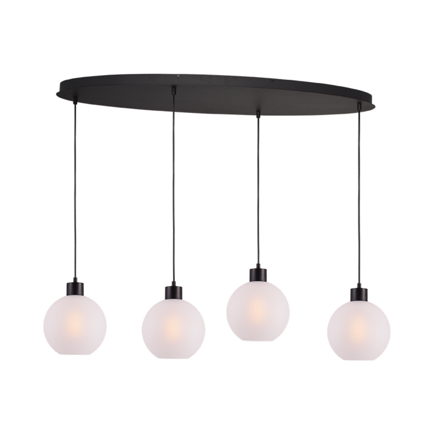 Lazise fehér üveg függőlámpa fekete foglalattal