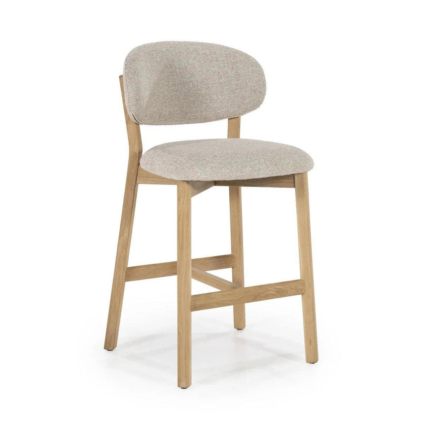 Mikky fabric bar stool with natural legs
