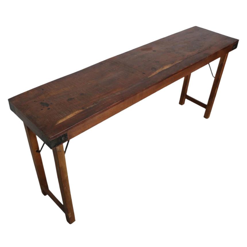Console wooden folding console table