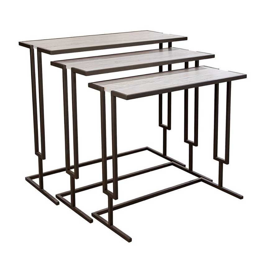 Marbled metal side table set