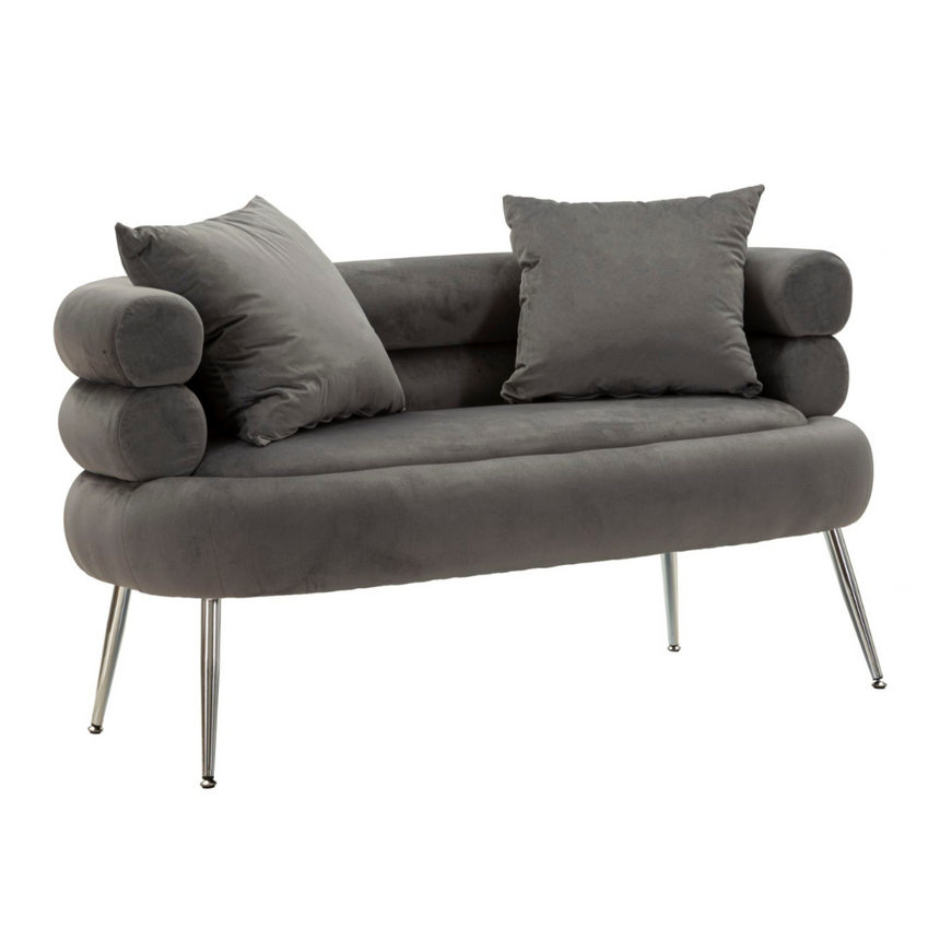 Silvery 2-seater velvet sofa