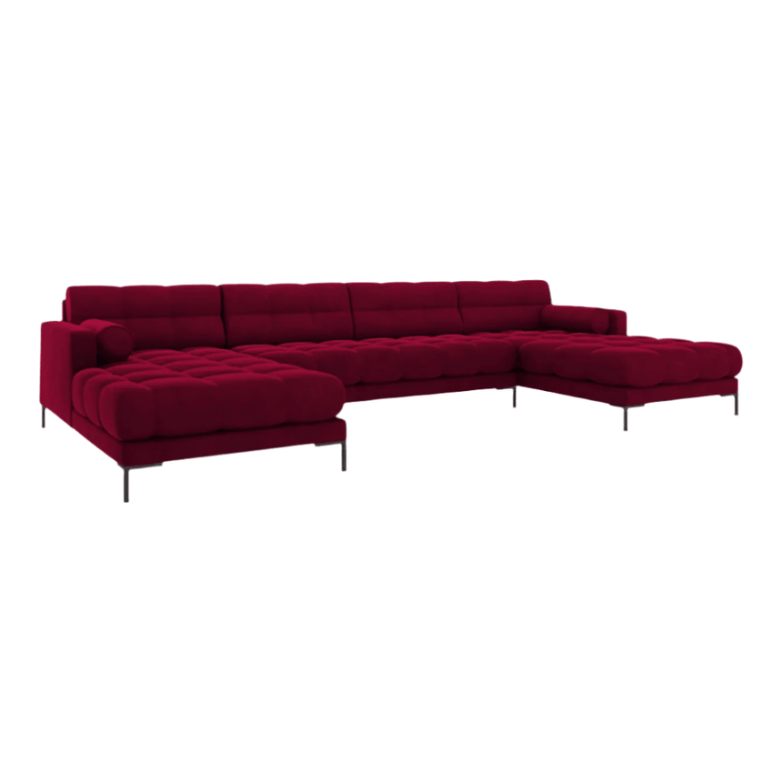 Mamaia U alakú bársony kanapé fekete lábbal