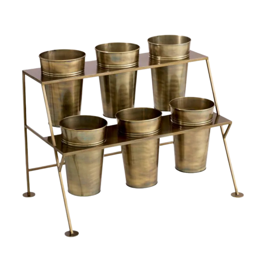 Jasper round metal flower pot medium