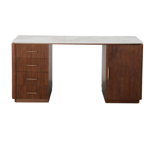 Urban Chique íróasztal – Kerámia márvány felülettel és dió furnér vázzal