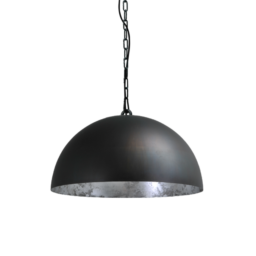 Larino 1-bulb black metal pendant lamp with silver interior