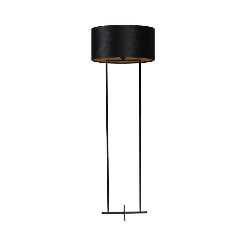 Cross fabric floor lamp with black frame
