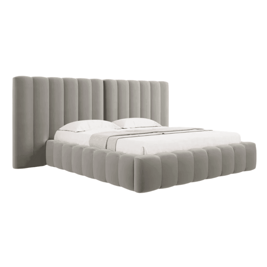 Kelp wide velvet bed frame 140x200