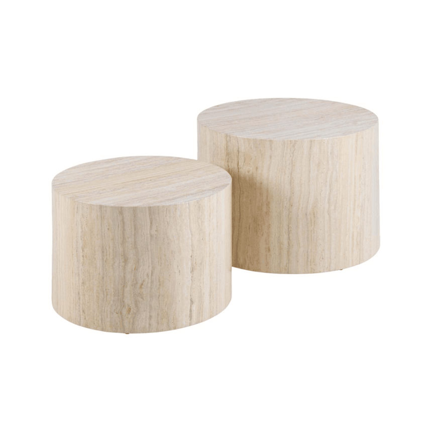 Dice limestone effect coffee table set Ø58