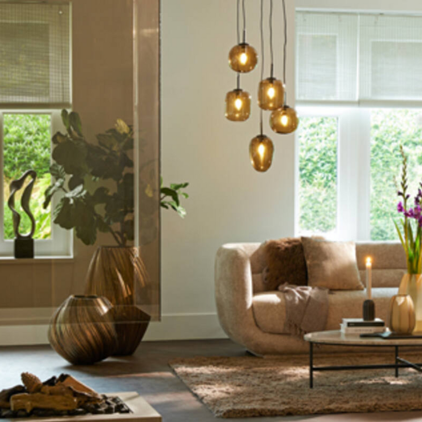 Mezza üveg függőlámpa 5 izzó