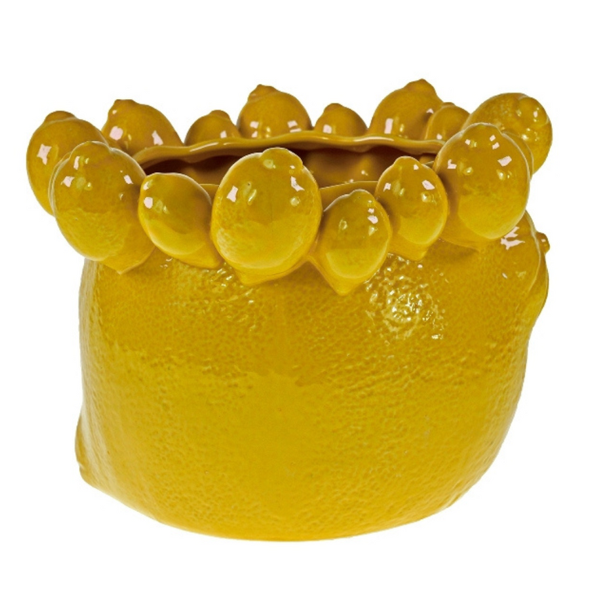 Lemon clay flower pot