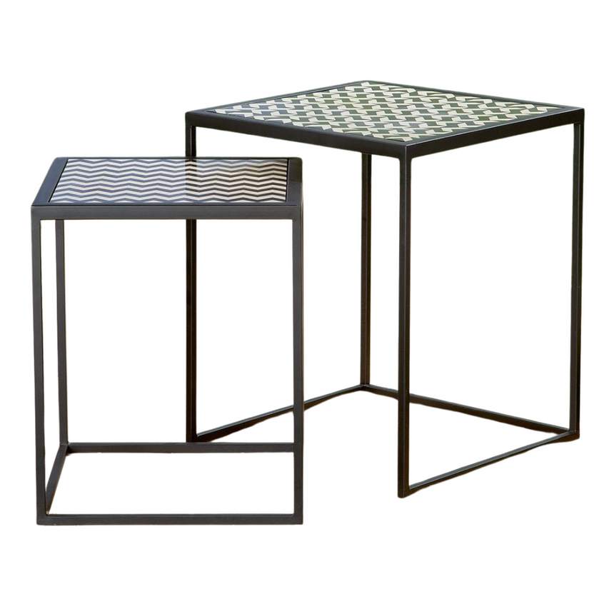Zig-Zag metal storage table set