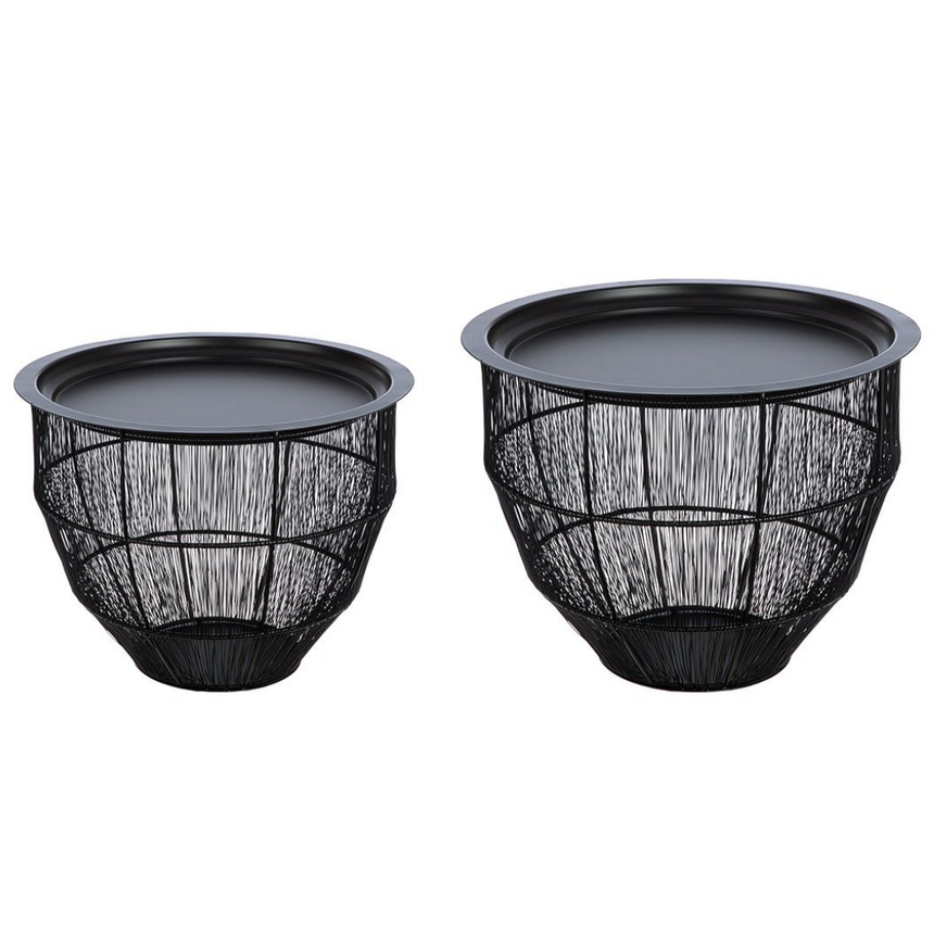Black metal storage table set