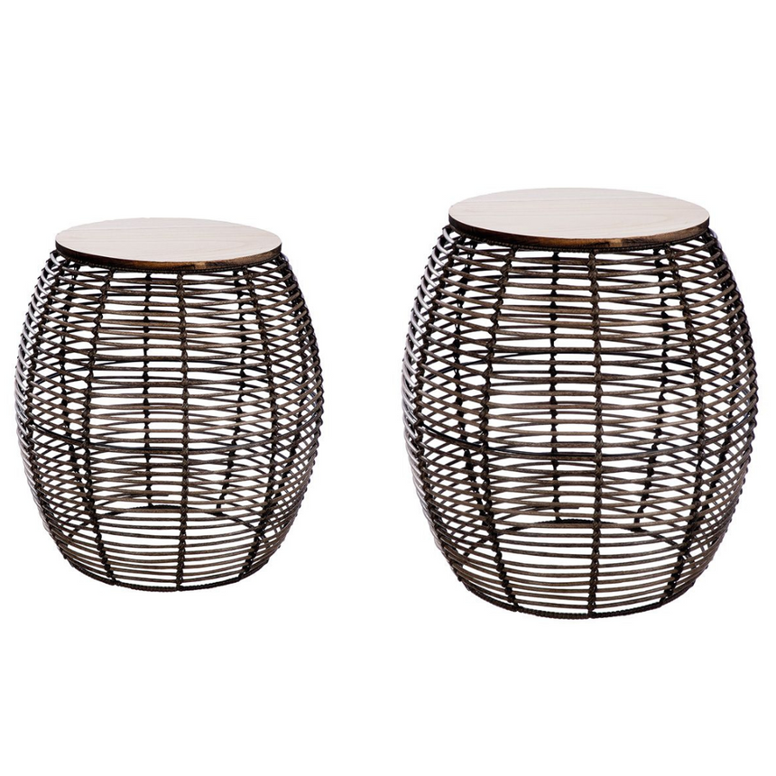 Rotin műrattan kerti lerakóasztal szett