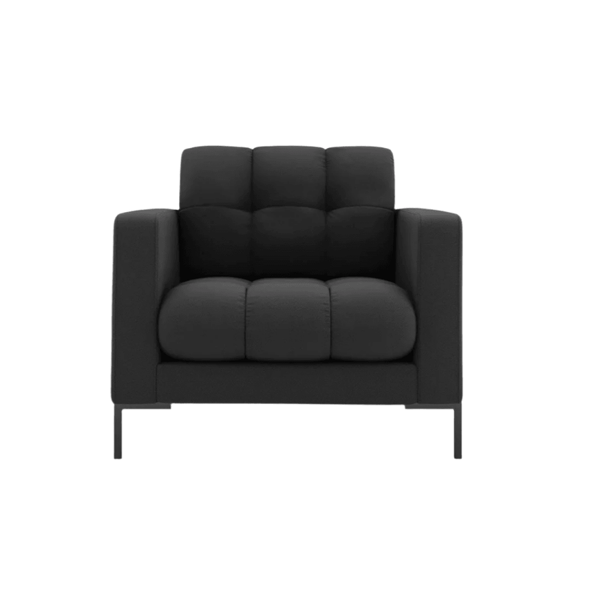 Mamaia fabric armchair with black legs